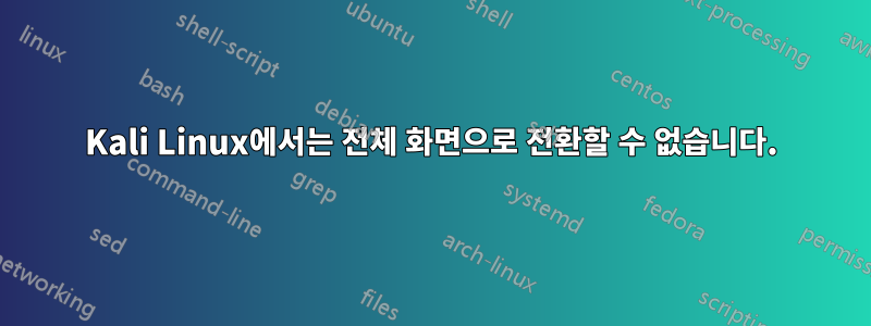 Kali Linux에서는 전체 화면으로 전환할 수 없습니다.