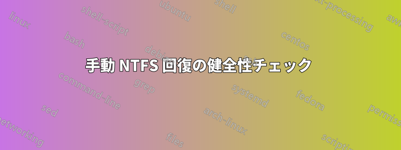 手動 NTFS 回復の健全性チェック