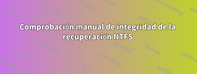 Comprobación manual de integridad de la recuperación NTFS