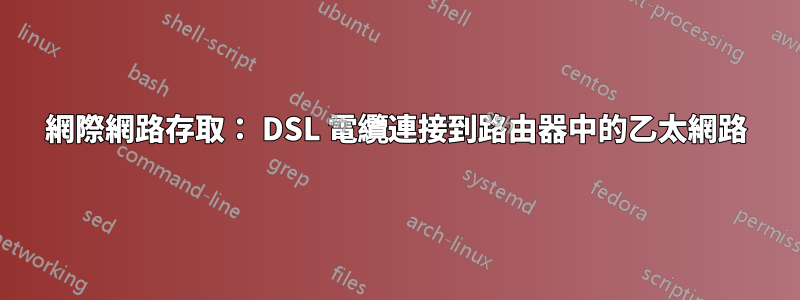 網際網路存取： DSL 電纜連接到路由器中的乙太網路