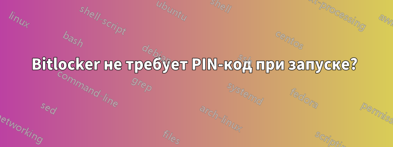 Bitlocker не требует PIN-код при запуске?