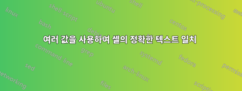 여러 값을 사용하여 셀의 정확한 텍스트 일치