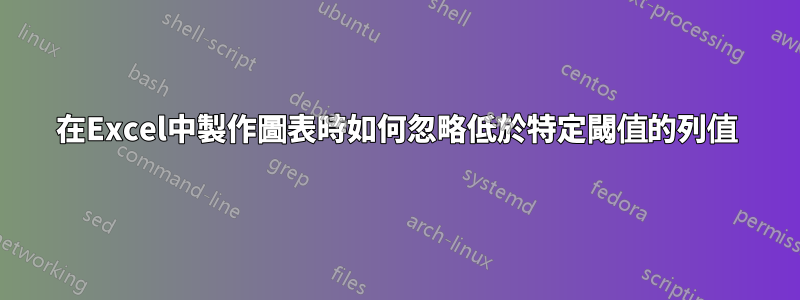 在Excel中製作圖表時如何忽略低於特定閾值的列值