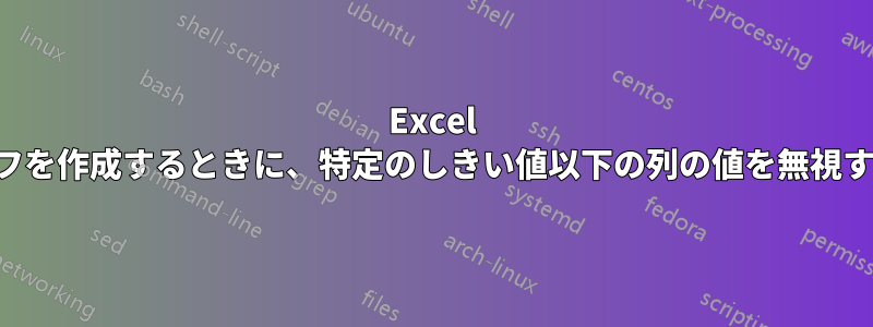 Excel でグラフを作成するときに、特定のしきい値以下の列の値を無視する方法