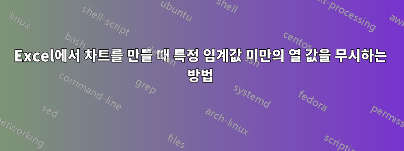 Excel에서 차트를 만들 때 특정 임계값 미만의 열 값을 무시하는 방법