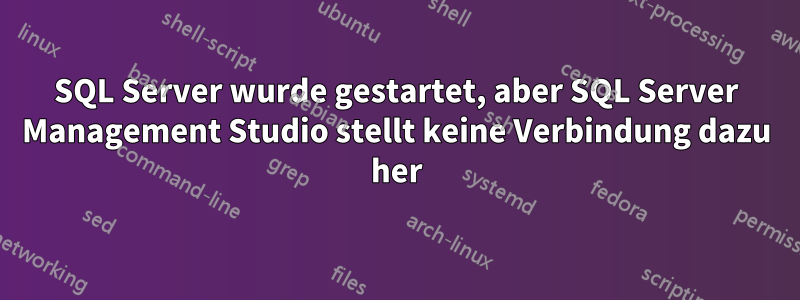 SQL Server wurde gestartet, aber SQL Server Management Studio stellt keine Verbindung dazu her