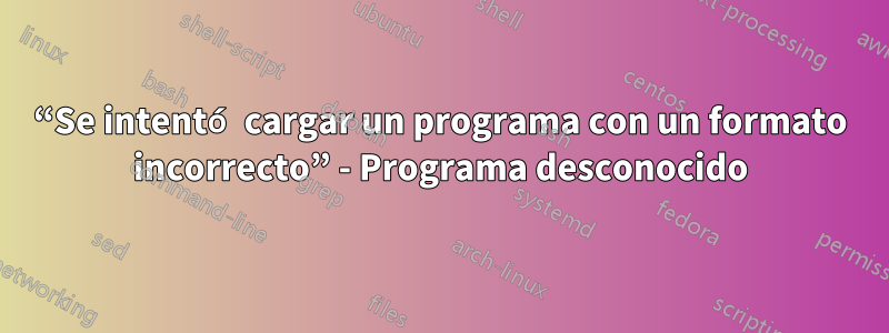 “Se intentó cargar un programa con un formato incorrecto” - Programa desconocido