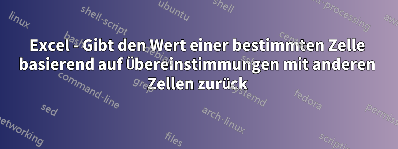 Excel - Gibt den Wert einer bestimmten Zelle basierend auf Übereinstimmungen mit anderen Zellen zurück