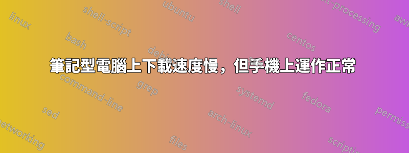 筆記型電腦上下載速度慢，但手機上運作正常