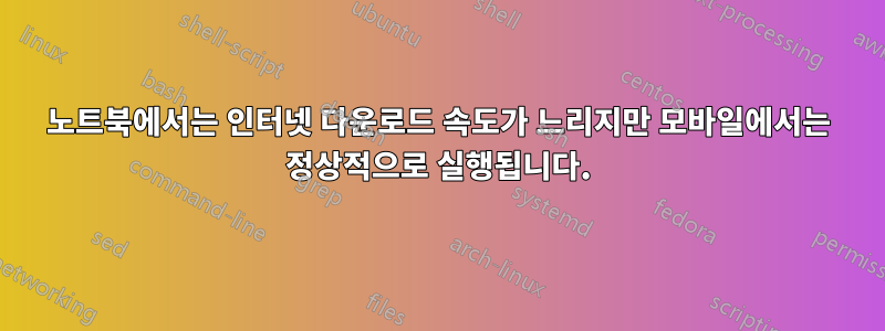 노트북에서는 인터넷 다운로드 속도가 느리지만 모바일에서는 정상적으로 실행됩니다.