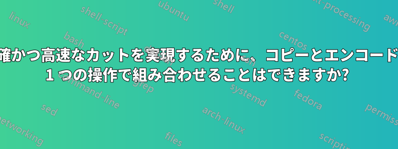 正確かつ高速なカットを実現するために、コピーとエンコードを 1 つの操作で組み合わせることはできますか?