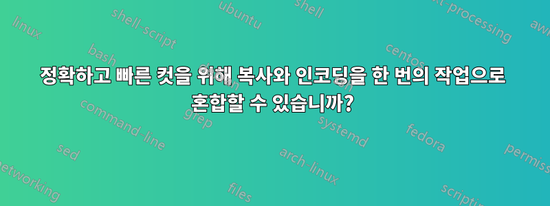 정확하고 빠른 컷을 위해 복사와 인코딩을 한 번의 작업으로 혼합할 수 있습니까?