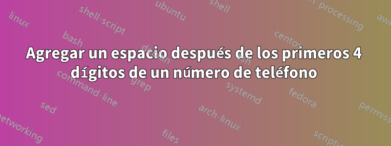 Agregar un espacio después de los primeros 4 dígitos de un número de teléfono