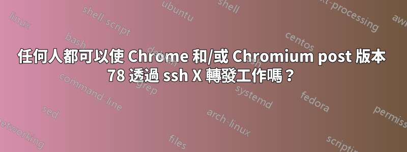 任何人都可以使 Chrome 和/或 Chromium post 版本 78 透過 ssh X 轉發工作嗎？