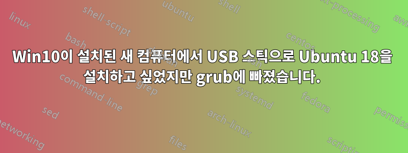 Win10이 설치된 새 컴퓨터에서 USB 스틱으로 Ubuntu 18을 설치하고 싶었지만 grub에 빠졌습니다.