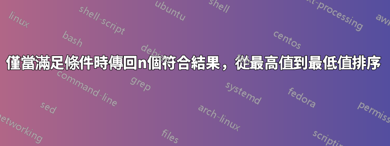 僅當滿足條件時傳回n個符合結果，從最高值到最低值排序