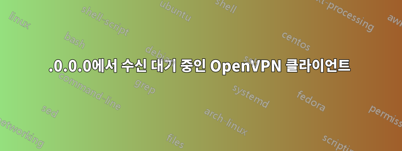 0.0.0.0에서 수신 대기 중인 OpenVPN 클라이언트