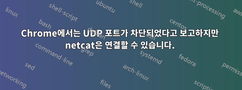 Chrome에서는 UDP 포트가 차단되었다고 보고하지만 netcat은 연결할 수 있습니다.