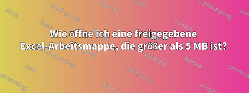 Wie öffne ich eine freigegebene Excel-Arbeitsmappe, die größer als 5 MB ist?