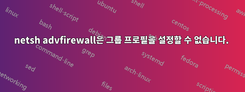 netsh advfirewall은 그룹 프로필을 설정할 수 없습니다.