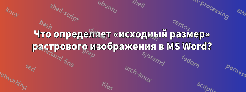 Что определяет «исходный размер» растрового изображения в MS Word?