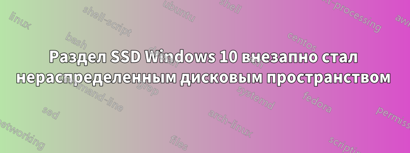 Раздел SSD Windows 10 внезапно стал нераспределенным дисковым пространством