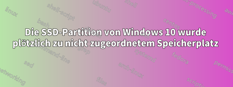 Die SSD-Partition von Windows 10 wurde plötzlich zu nicht zugeordnetem Speicherplatz