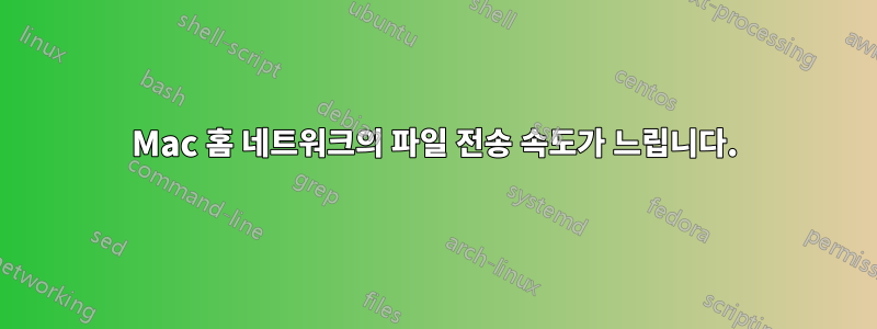 Mac 홈 네트워크의 파일 전송 속도가 느립니다.