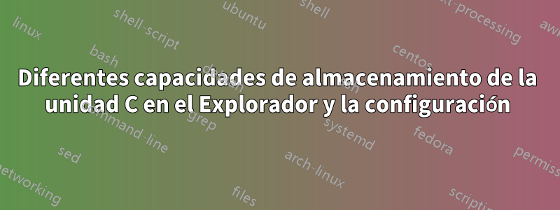 Diferentes capacidades de almacenamiento de la unidad C en el Explorador y la configuración