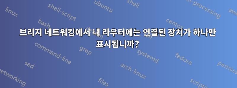 브리지 네트워킹에서 내 라우터에는 연결된 장치가 하나만 표시됩니까?