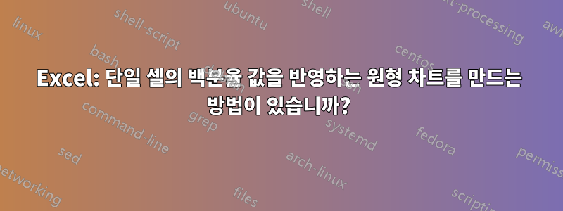 Excel: 단일 셀의 백분율 값을 반영하는 원형 차트를 만드는 방법이 있습니까?