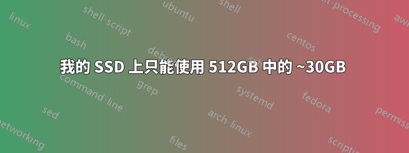 我的 SSD 上只能使用 512GB 中的 ~30GB