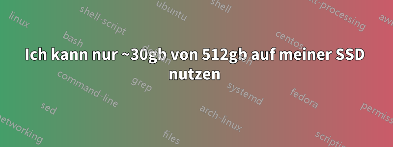 Ich kann nur ~30gb von 512gb auf meiner SSD nutzen