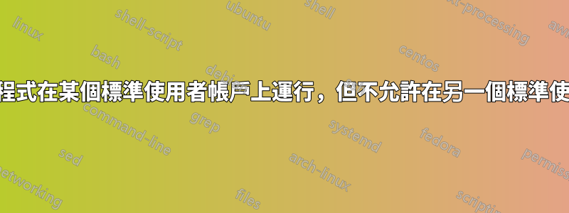 如何允許某個應用程式在某個標準使用者帳戶上運行,但不允許在另一個標準使用者帳戶上運行?