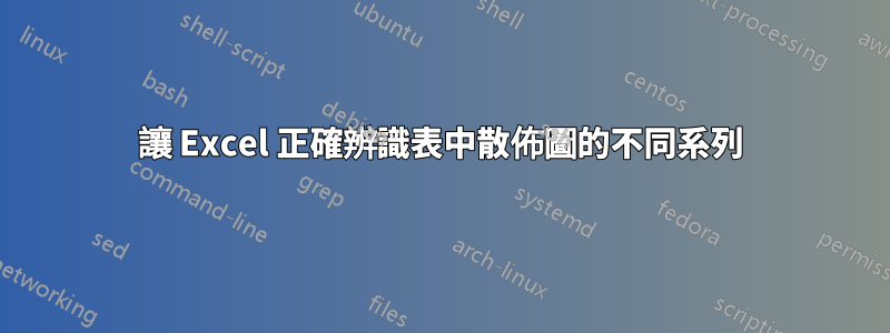 讓 Excel 正確辨識表中散佈圖的不同系列