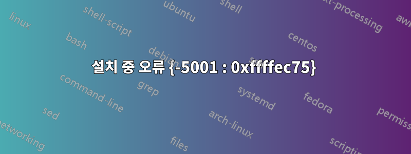 설치 중 오류 {-5001 : 0xffffec75}