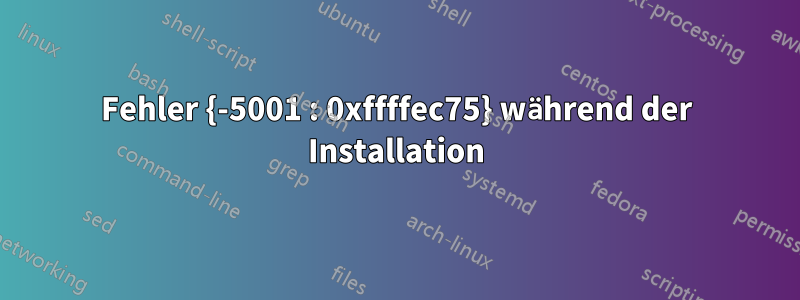 Fehler {-5001 : 0xffffec75} während der Installation