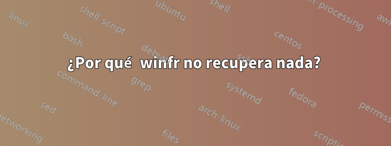 ¿Por qué winfr no recupera nada?
