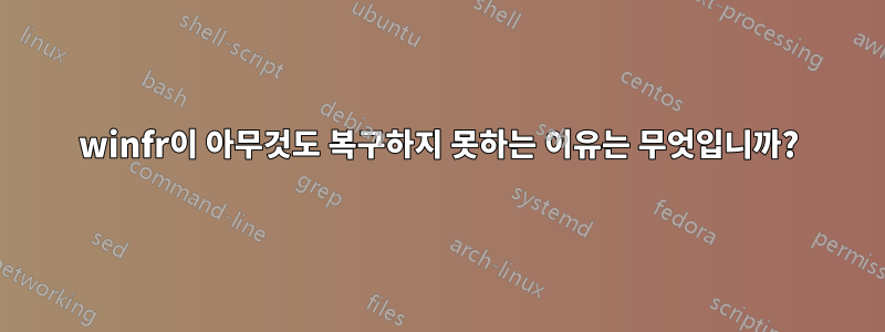 winfr이 아무것도 복구하지 못하는 이유는 무엇입니까?