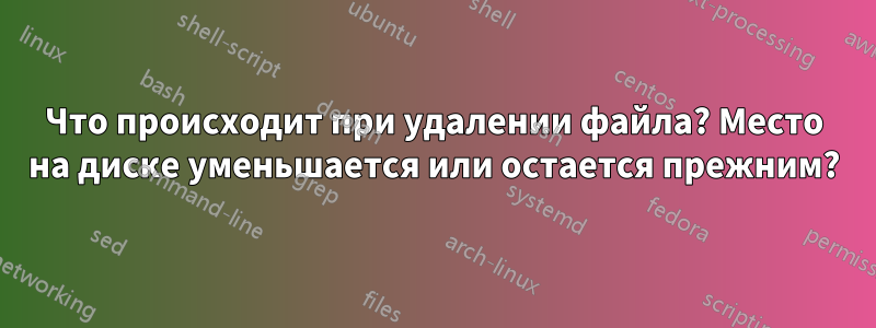 Что происходит при удалении файла? Место на диске уменьшается или остается прежним?