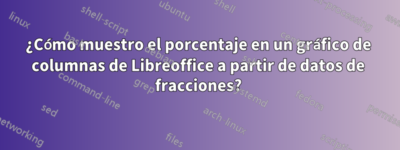 ¿Cómo muestro el porcentaje en un gráfico de columnas de Libreoffice a partir de datos de fracciones?