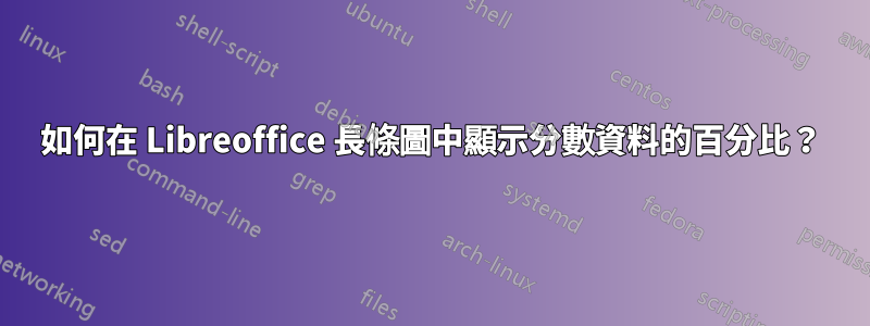 如何在 Libreoffice 長條圖中顯示分數資料的百分比？