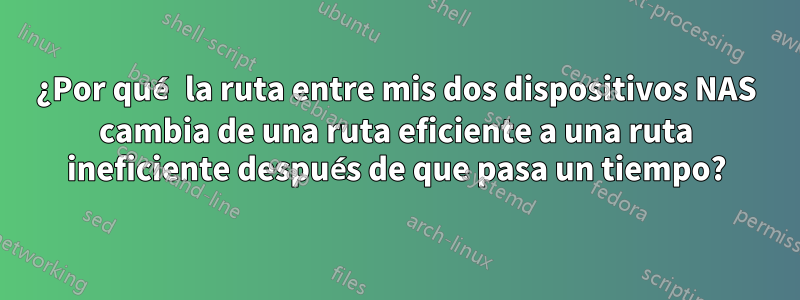 ¿Por qué la ruta entre mis dos dispositivos NAS cambia de una ruta eficiente a una ruta ineficiente después de que pasa un tiempo?
