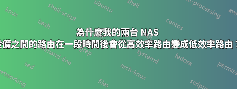 為什麼我的兩台 NAS 設備之間的路由在一段時間後會從高效率路由變成低效率路由？