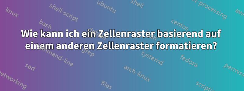 Wie kann ich ein Zellenraster basierend auf einem anderen Zellenraster formatieren?