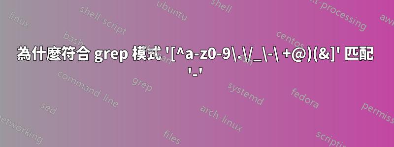 為什麼符合 grep 模式 '[^a-z0-9\.\/_\-\ +@)(&]' 匹配 '-'