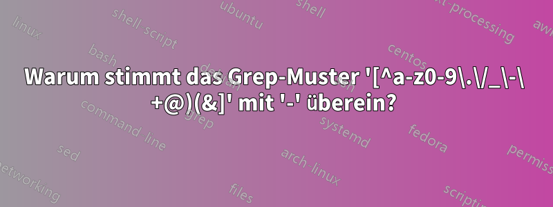Warum stimmt das Grep-Muster '[^a-z0-9\.\/_\-\ +@)(&]' mit '-' überein?