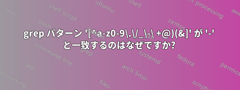 grep パターン '[^a-z0-9\.\/_\-\ +@)(&]' が '-' と一致するのはなぜですか?