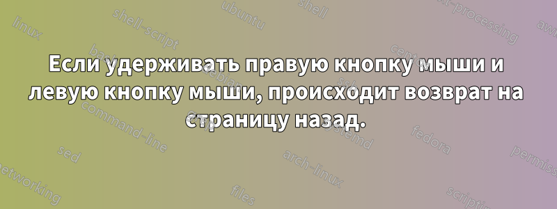 Если удерживать правую кнопку мыши и левую кнопку мыши, происходит возврат на страницу назад.