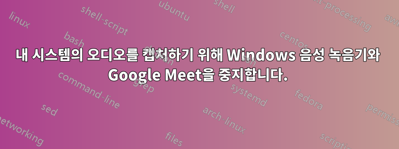 내 시스템의 오디오를 캡처하기 위해 Windows 음성 녹음기와 Google Meet을 중지합니다.